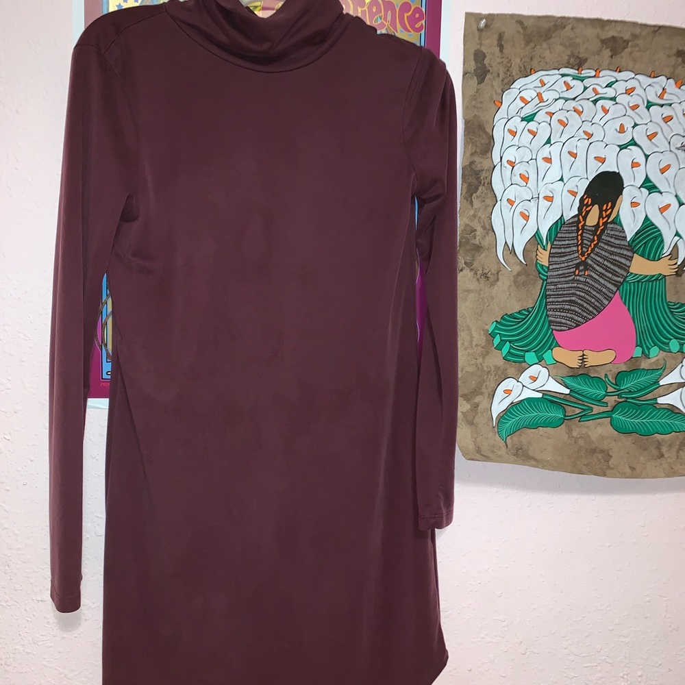 Plum long sleeve turtleneck dress